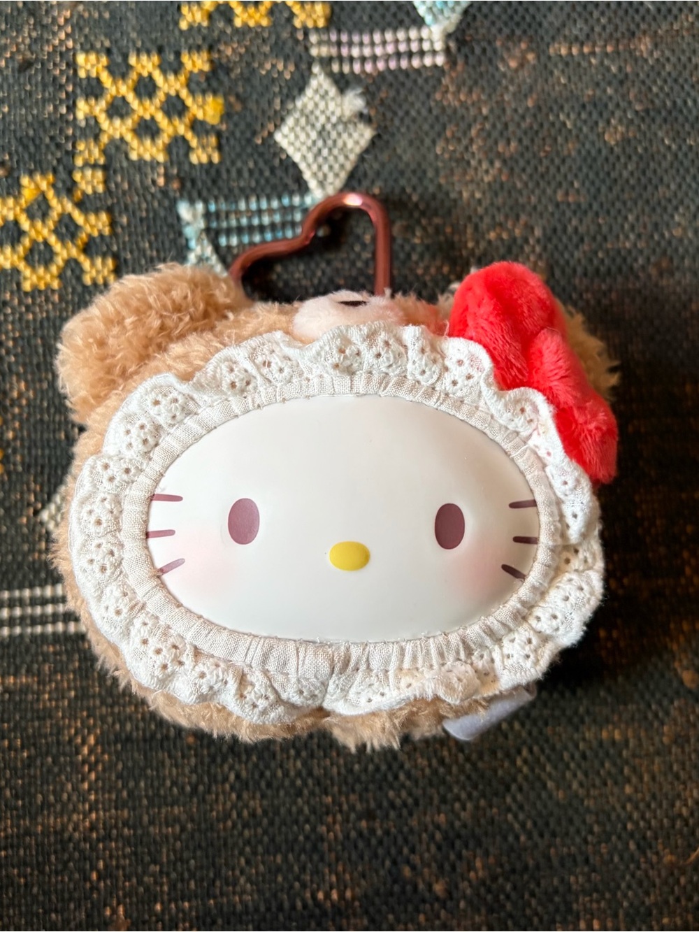 Sanrio Top Toy Fluffy Teddy Bear plush pendant in Hello Kitty